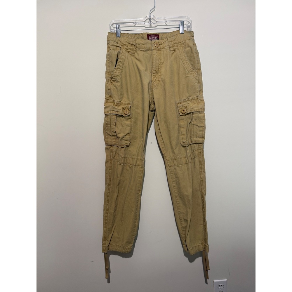 Matchstick Mens Tan Ripstop Cargo Pants Slim Tapered Multi Pocket Size 30 M